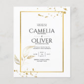 Budget foto trouwkaart klassiek wit GOUD (Voorkant)