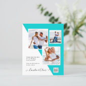 Budget foto trouwkaart save date QR-code  (Staand voorkant)