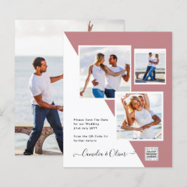 Budget foto trouwkaart save date QR code