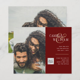 Budget foto trouwuitnodiging save date QR-code