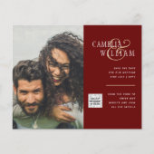 Budget foto trouwuitnodiging save date QR-code (Voorkant)
