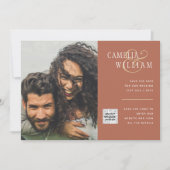 Budget foto trouwuitnodiging save date QR-code Kaart (Voorkant)