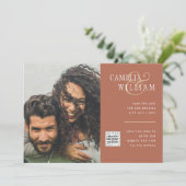 Budget foto trouwuitnodiging save date QR-code Kaart (Staand voorkant)