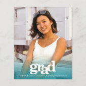 Budget foto turquoise blauw afstuderen vet uitnodi (Voorkant)