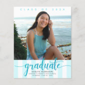 Budget foto turquoise script einladingskaart voor  (Voorkant)