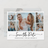Budget Foto Typografie Bruiloft Opslaan De Datum Uitnodiging Briefkaart (Voorkant / Achterkant)