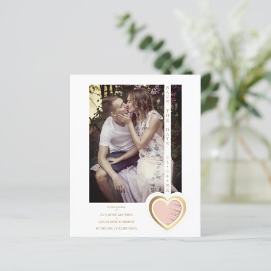 Budget Foto van Chic Elegant Bleek Roze & Gold Hea (Staand voorkant)