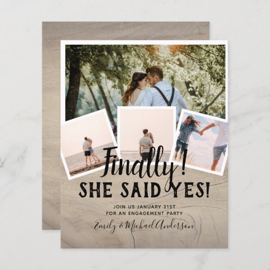 BUDGET FOTO Verloving Huwelijks UITNODIGING Aankon (Voorkant / Achterkant)