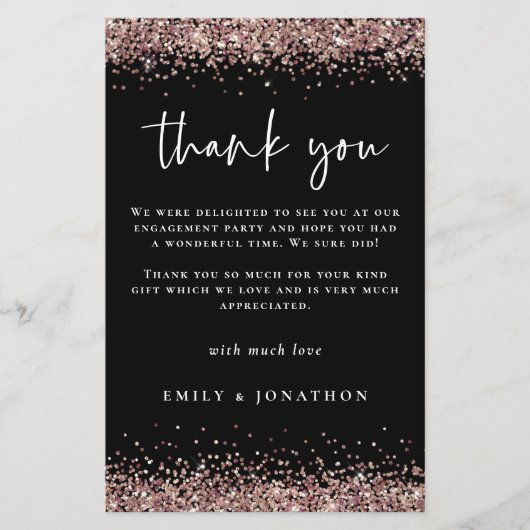 Budget Foto Verloving Roos Gold Glitter Bedankt (Voorkant)