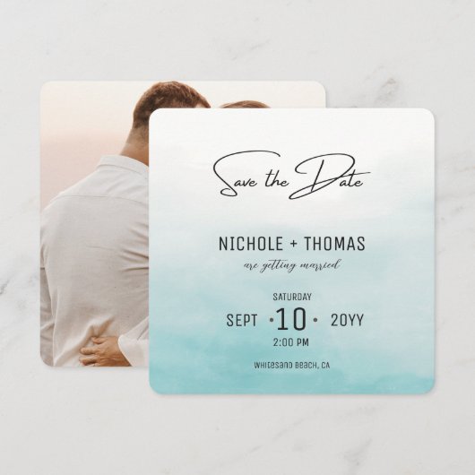 Budget Foto Waterverf Elegant Blush Wedding Save The Date (Voorkant / Achterkant)