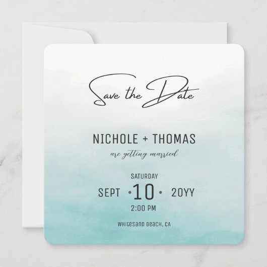 Budget Foto Waterverf Elegant Blush Wedding Save The Date (Voorkant)