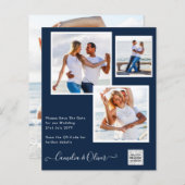 BUDGET FOTO Weddenschap nodigt QR CODE RSVP Blue u (Voorkant / Achterkant)