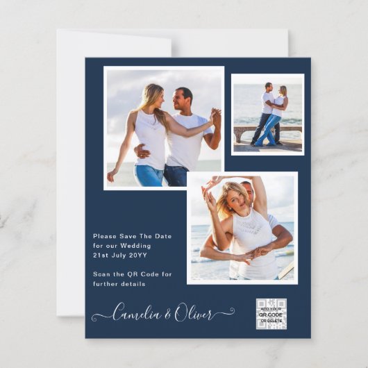 BUDGET FOTO Weddenschap nodigt QR CODE RSVP Blue u (Voorkant)