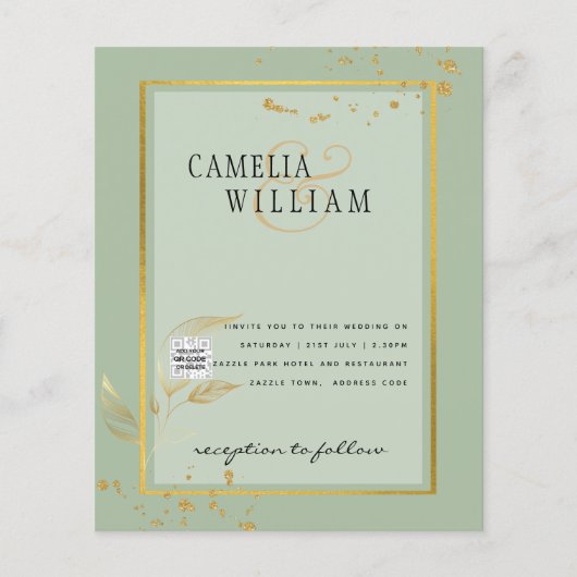 BUDGET FOTO Weddenschap Noteer QR CODE Rsvp Green (Voorkant)