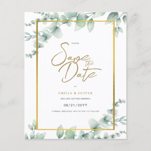 BUDGET FOTO Weddenschap Save Date Rustin Botanical Flyer (Voorkant)
