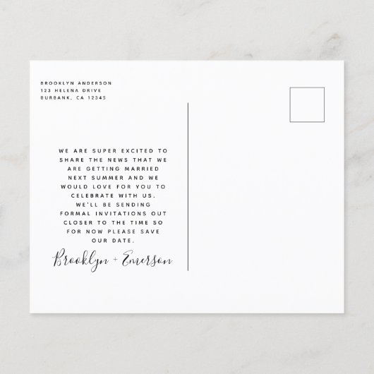 BUDGET Foto Weddenschap Save the Date Briefkaart (Achterkant)