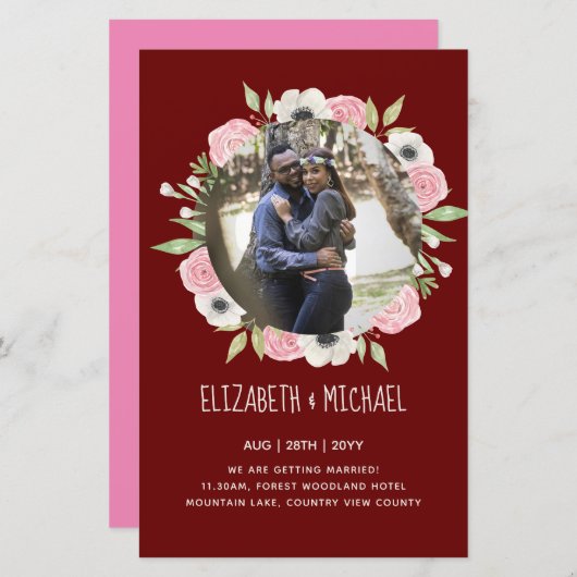BUDGET FOTO WEDDING INVITES - Floral Wreater (Voorkant / Achterkant)