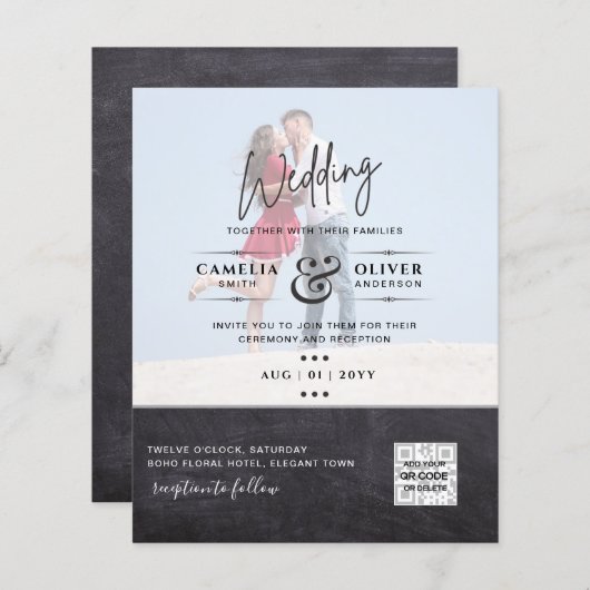 BUDGET FOTO WEDDING QR SCANNING CODE INVITATIONS (Voorkant / Achterkant)