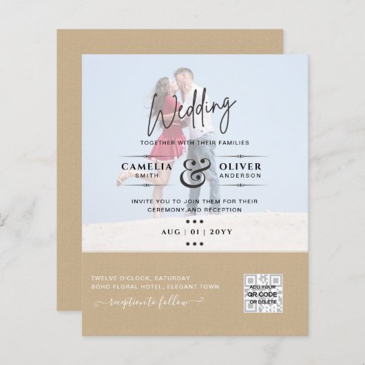 BUDGET FOTO WEDDING QR SCANNING CODE INVITATIONS (Voorkant / Achterkant)