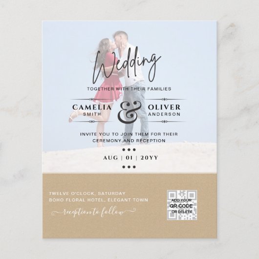 BUDGET FOTO WEDDING QR SCANNING CODE INVITATIONS (Voorkant)
