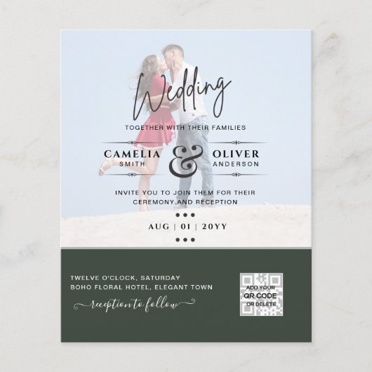 BUDGET FOTO WEDDING QR SCANNING CODE INVITATIONS FLYER (Voorkant)