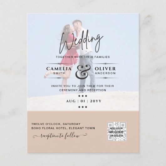 BUDGET FOTO WEDDING QR SCANNING CODE INVITATIONS FLYER (Voorkant)