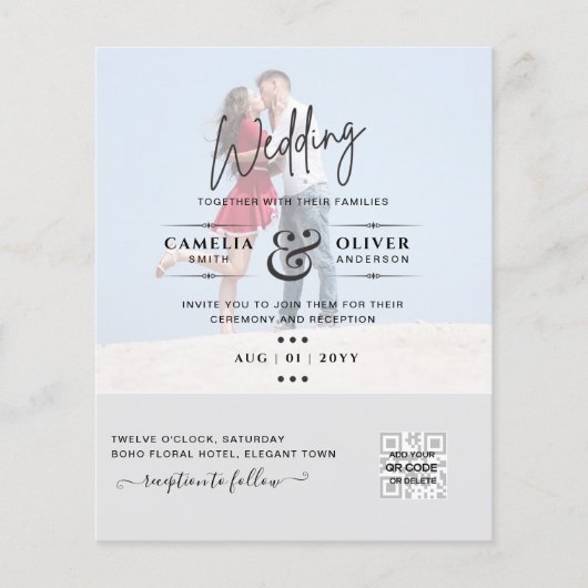 BUDGET FOTO WEDDING QR SCANNING CODE INVITATIONS FLYER (Voorkant)