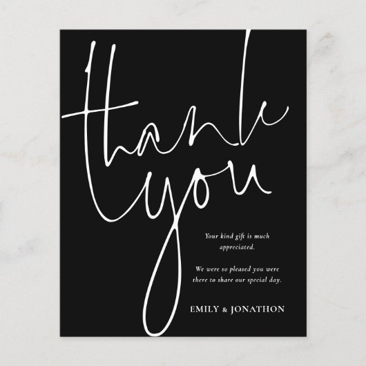 Budget Foto White Script Black Weddenschap Bedankt (Voorkant)