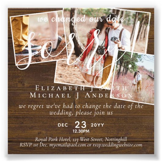 Budget FOTO Wijziging van de plannen Nieuwe datum  Foto Afdruk (Voorkant)