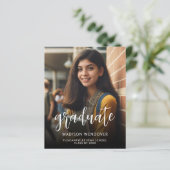 Budget foto witte script afstudeeraankondiging (Staand voorkant)