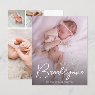 Budget Foto Witte Script Geboorteaankondiging