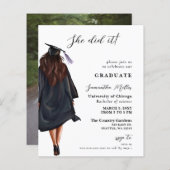 Budget foto Ze deed het Afstuderen uitnodiging (Voorkant / Achterkant)