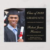 Budget foto Zwart Goud Afstuderen Aankondiging (Voorkant)