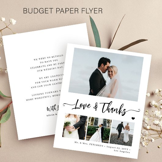 Budget foto zwart-wit bruiloft bedankt flyer