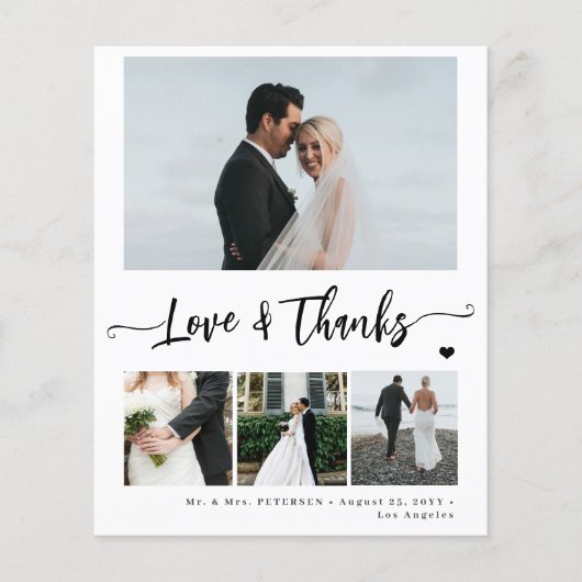 Budget foto zwart-wit bruiloft dank u flyer (Voorkant)