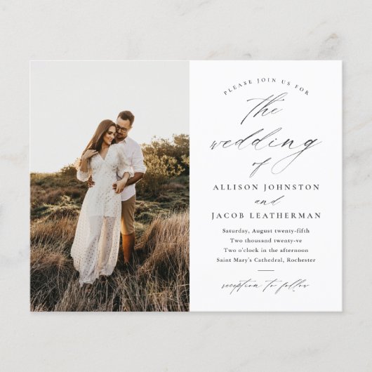 Budget foto Zwart-wit bruiloft uitnodiging (Voorkant)