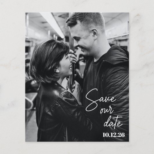 Budget Foto Zwarte Script Moderne Save The Date (Voorkant)