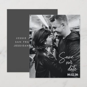 Budget Foto Zwarte Script Moderne Save The Date