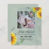 BUDGET Fotobesparingsdatum of bruiloft nodigt zonn (Voorkant / Achterkant)