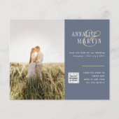 BUDGET Fotobruiloft uitnodiging BLUE Save Dates (Voorkant)