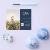 BUDGET Fotobruiloft uitnodiging BLUE Save Dates Flyer (Enkel)