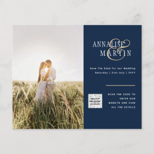 BUDGET Fotobruiloft uitnodiging BLUE Save Dates Flyer