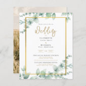 BUDGET Fotobruiloft Uitnodiging botanisch groen (Voorkant / Achterkant)