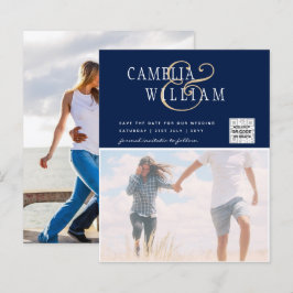 BUDGET Fotobruiloft Uitnodiging Opslagdatum QR-cod