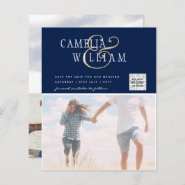 BUDGET Fotobruiloft Uitnodiging Opslagdatum QR-cod