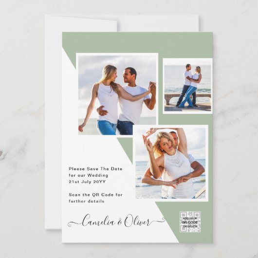Budget Fotobruiloft Uitnodiging Opslagdatum QR-cod (Voorkant)