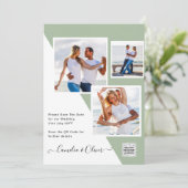 Budget Fotobruiloft Uitnodiging Opslagdatum QR-cod (Staand voorkant)