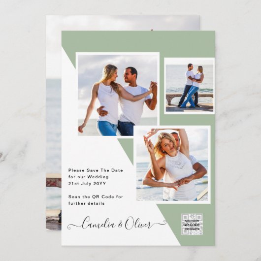 Budget Fotobruiloft Uitnodiging Opslagdatum QR-cod (Voorkant / Achterkant)