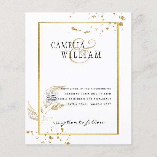 Budget Fotobruiloft Uitnodiging Opslagdatum QR-cod (Voorkant)