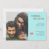 Budget Fotobruiloft Uitnodiging Opslagdatum QR-cod (Voorkant)